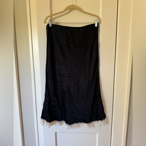 Black Satin + Lace Tilda Skirt by Anthropologie - Picture 3 of 5